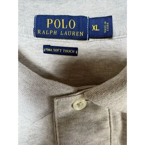 Polo Ralph Lauren Mens‎ Flesh Pony Beige Pima Soft Touch Polo Cotton XL Shirt - Picture 2 of 7
